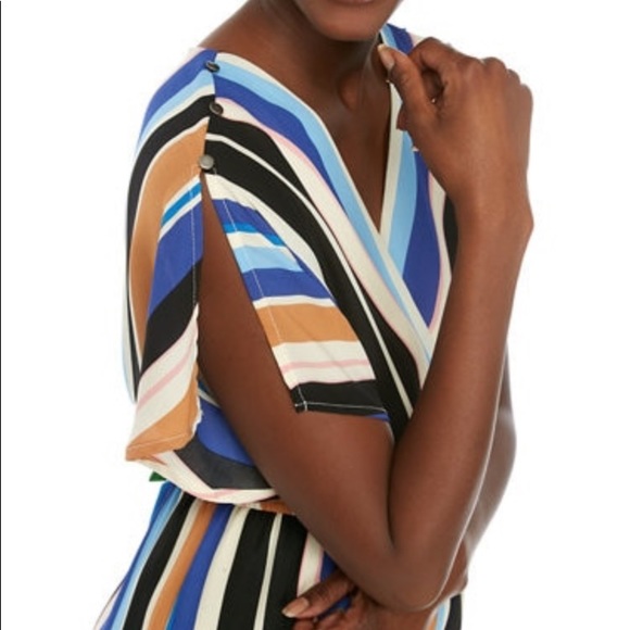 Secret Charm Wrap Striped Jumpsuit Size S - Picture 4 of 5